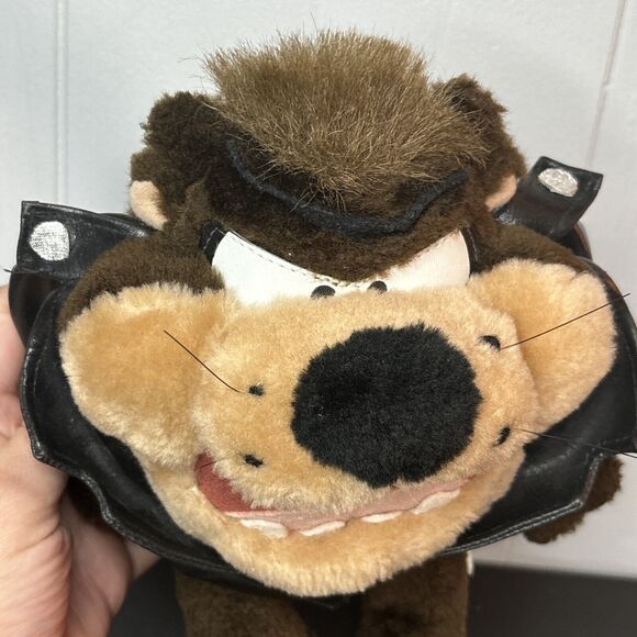 looney tunes taz tasmanian devil Stuffed Animal Plush With Leather Biker Jacket - Picture 2 of 9
